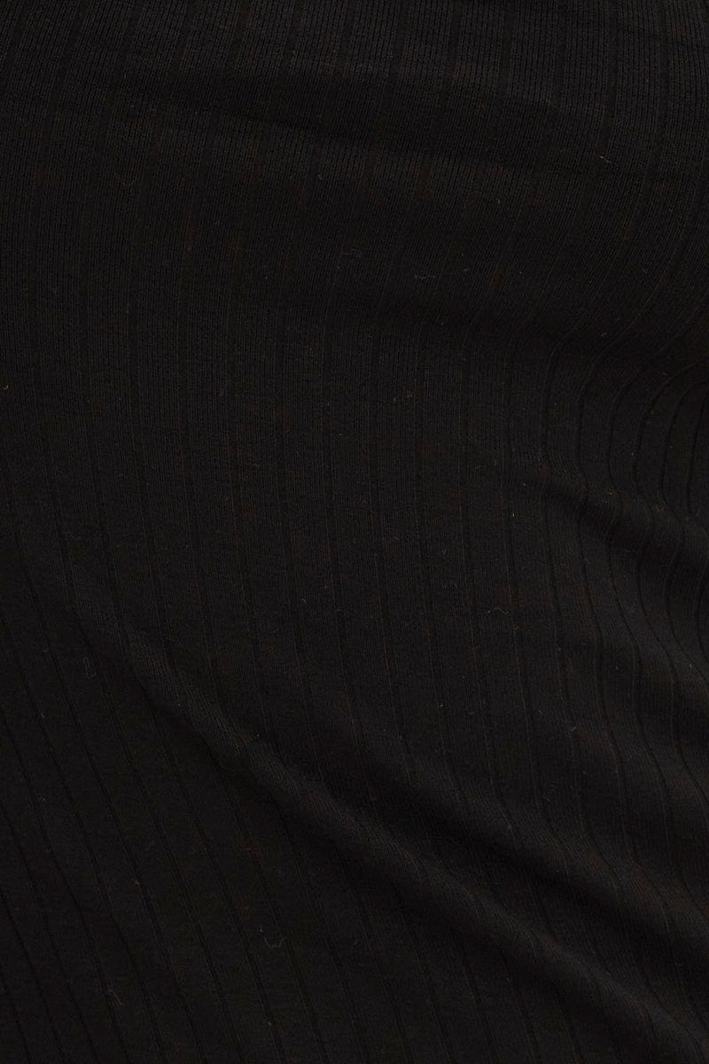 Black Ribbed Bodycon Dress Strapless
