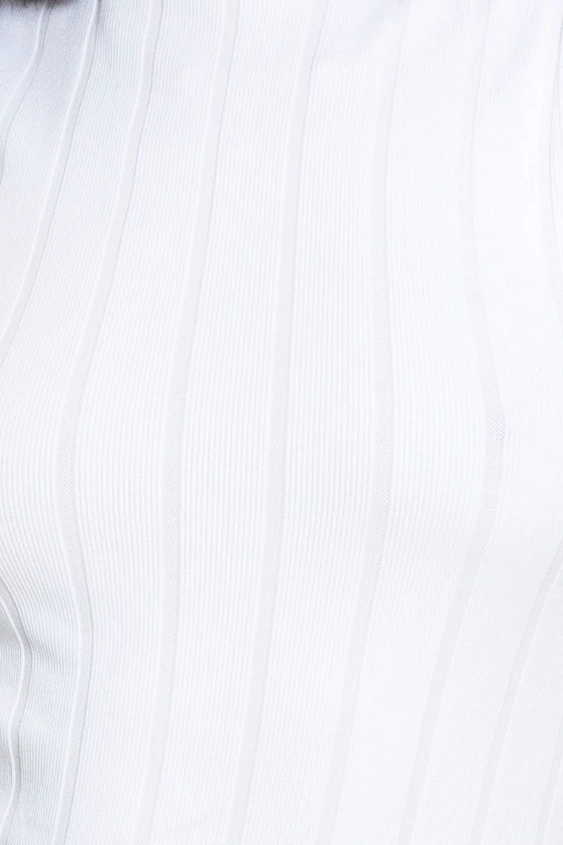 White Tank Top Seamless Crop High Neck