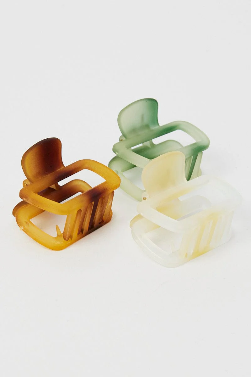Multi 3 Pack Squared Claw Clips