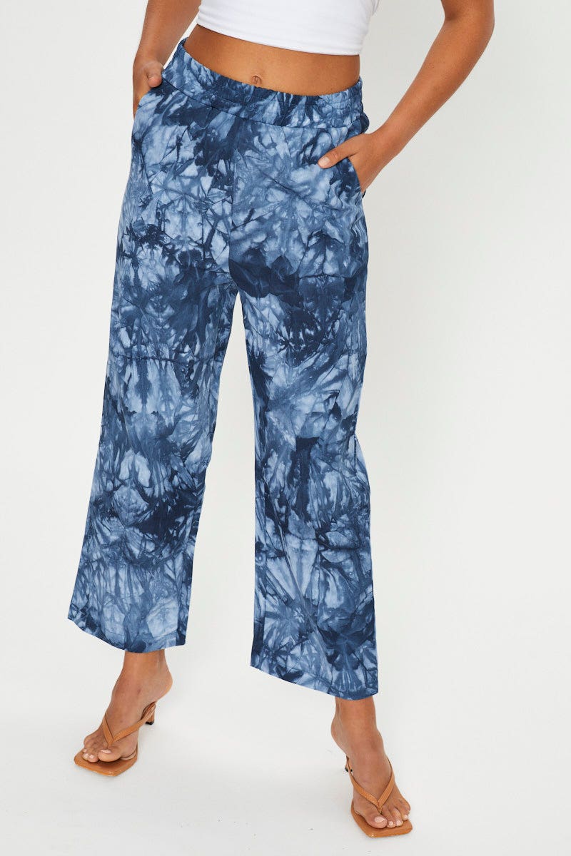 Multi Tie Dye Wide Leg Jean