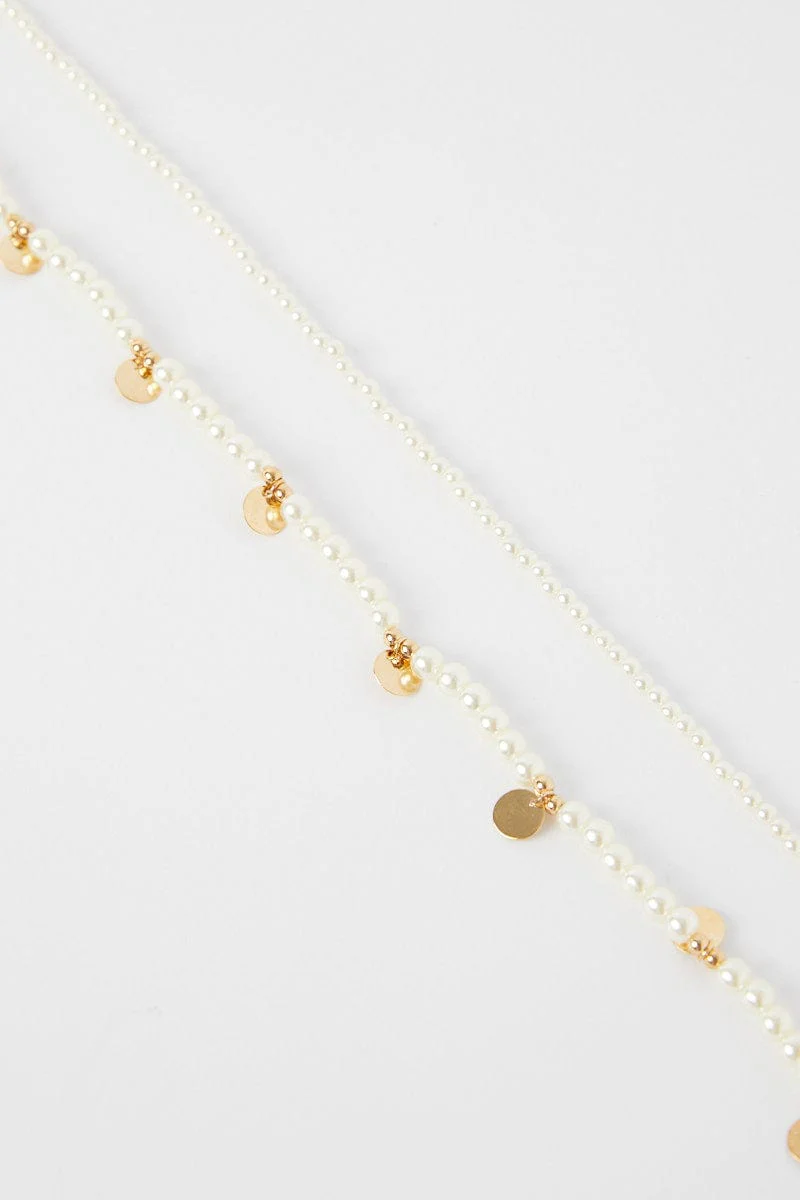 Gold Faux Pearl Layered Necklace