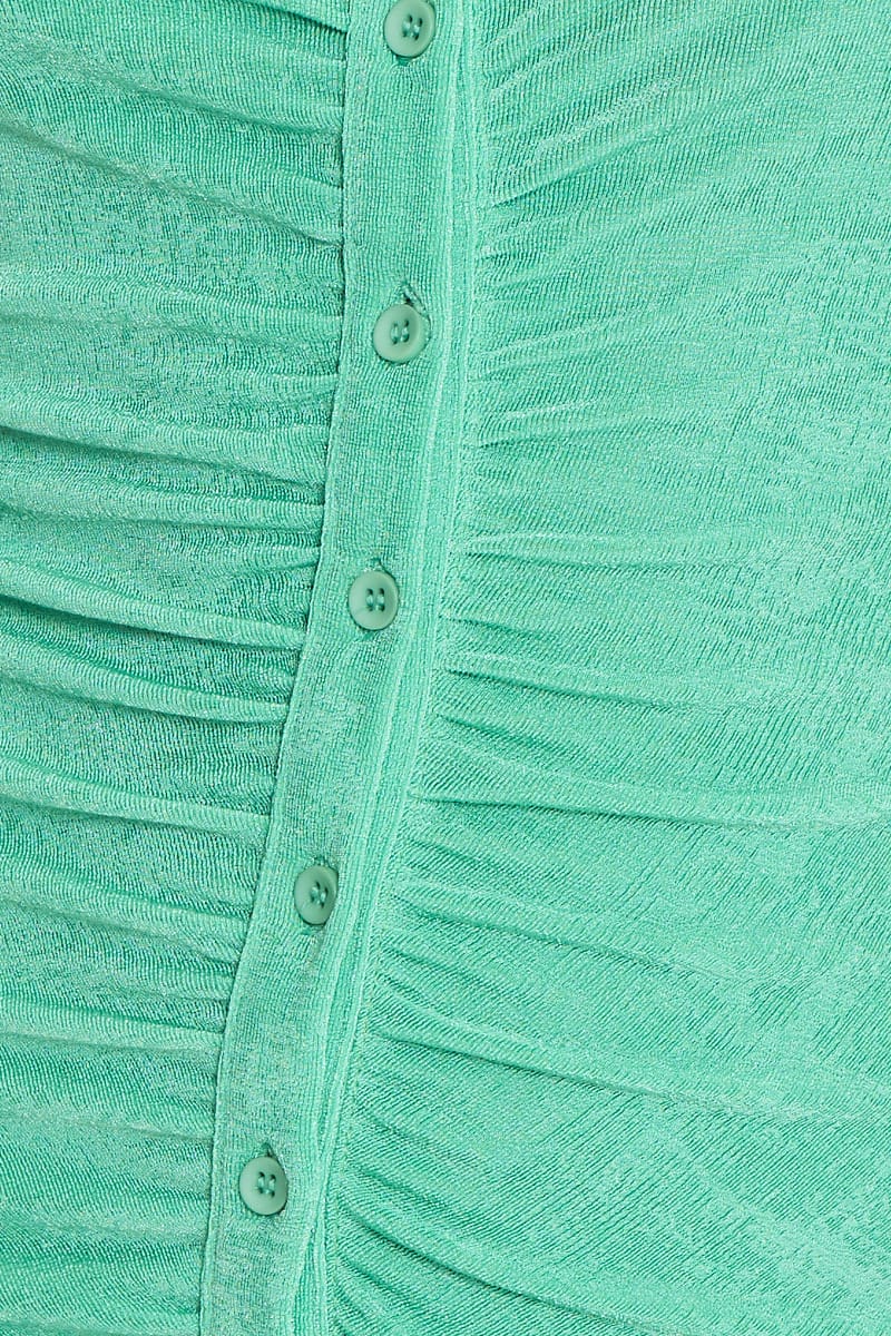 Green Mini Dress Slinky Ruched