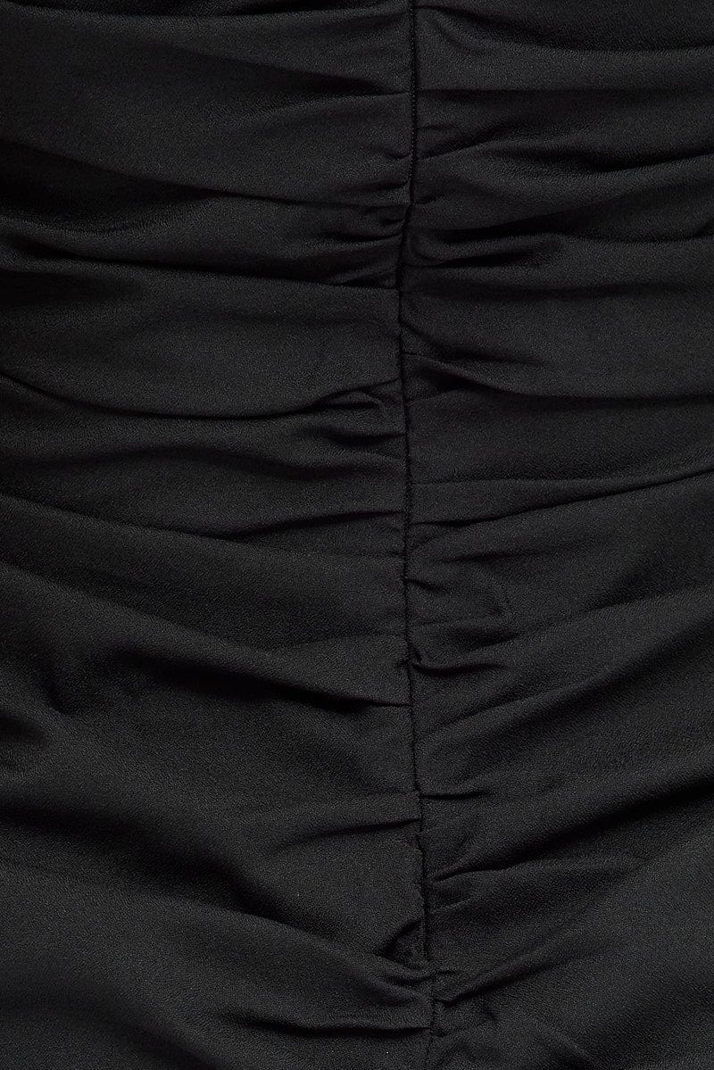 Black Bodycon Dress Short Sleeve Ruched