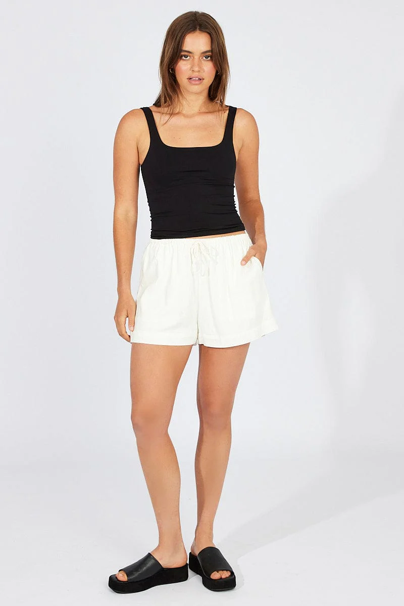 Black Tank Top Square Neck Seamless