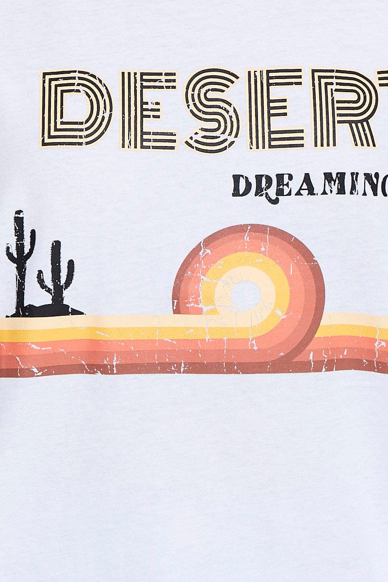White Graphic T Shirt Short Sleeve