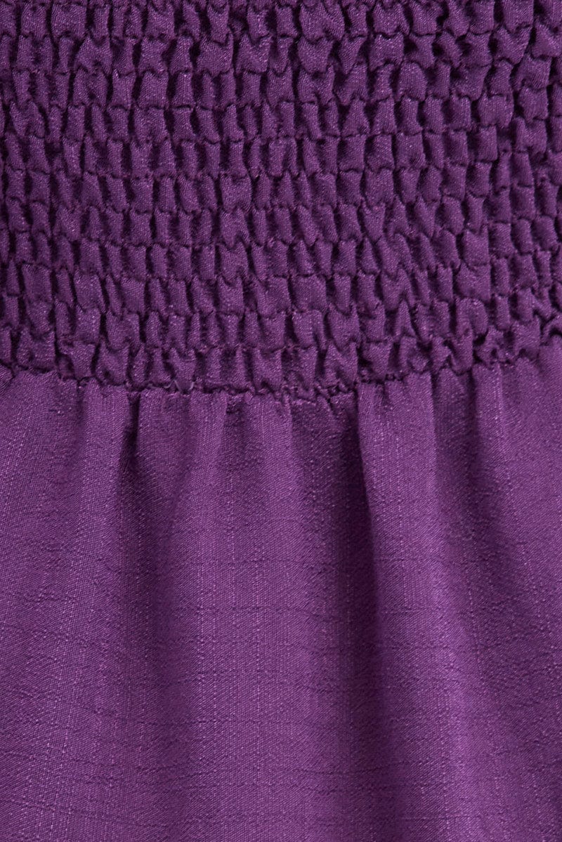 Purple Fit and Flare Dress Long Sleeve Tiered