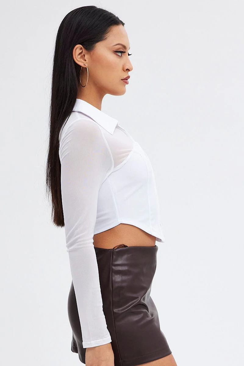 White Top with Long Sleeve and Collar