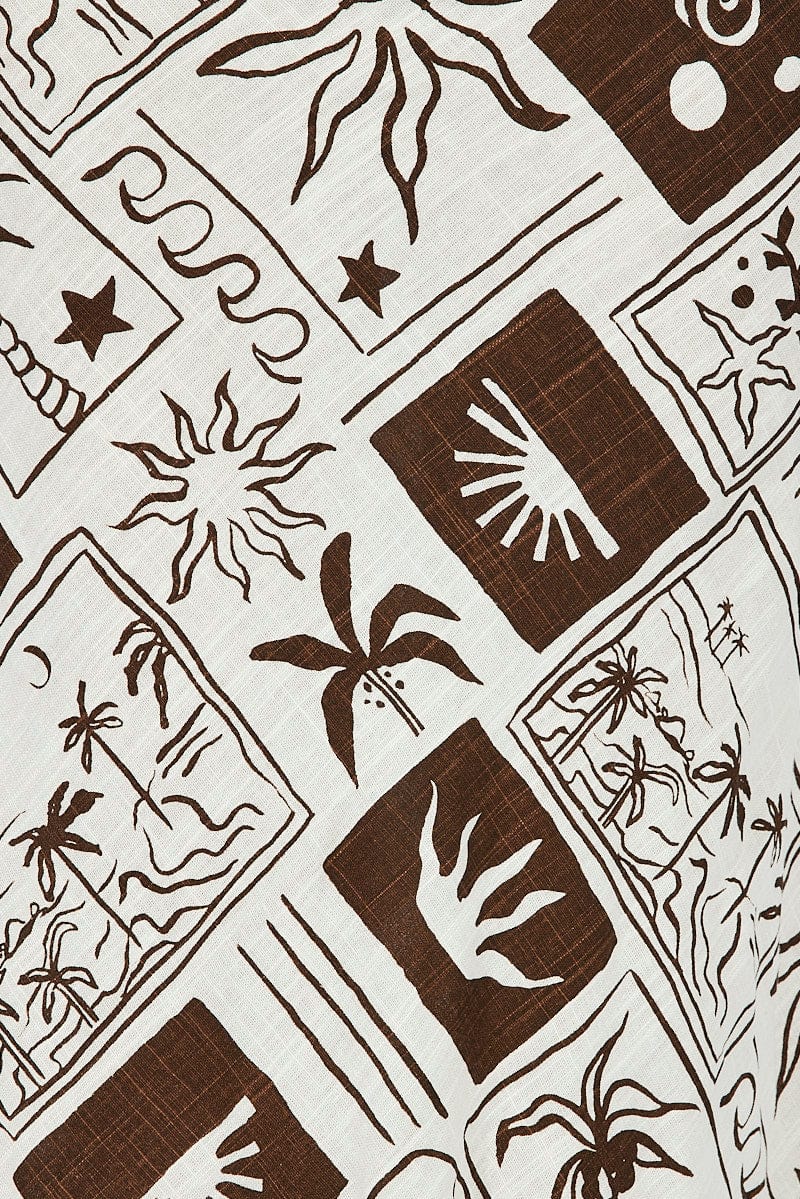 Beige Abstract Maxi Bias Skirt