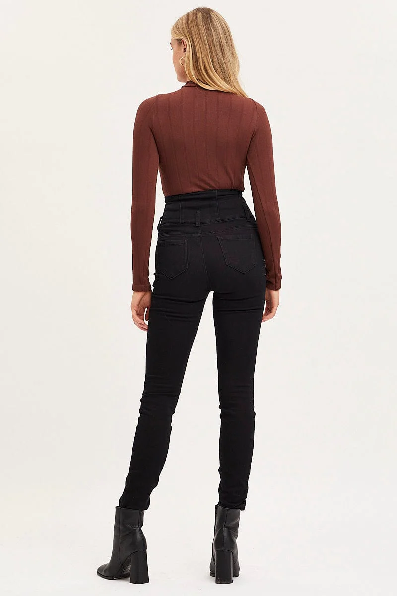 Black Skinny Denim Jeans High Rise