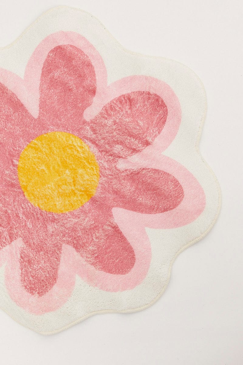 Pink Floral Shaped Bath Mat