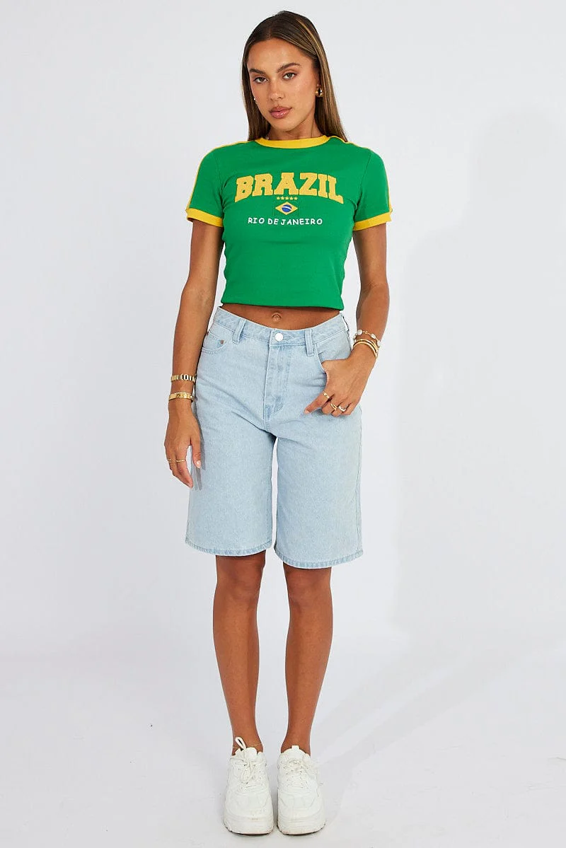 Green Graphic Tee Short Sleeve