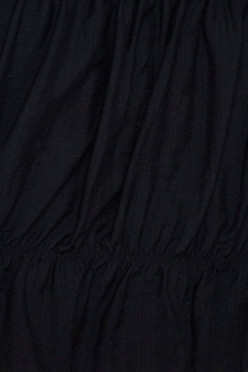 Black Crop Top Short Sleeve Square Neck