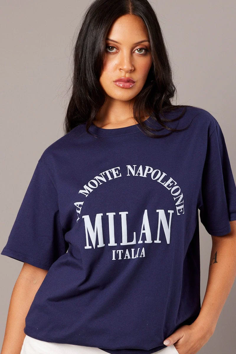 Blue Graphic Tee Short Sleeve