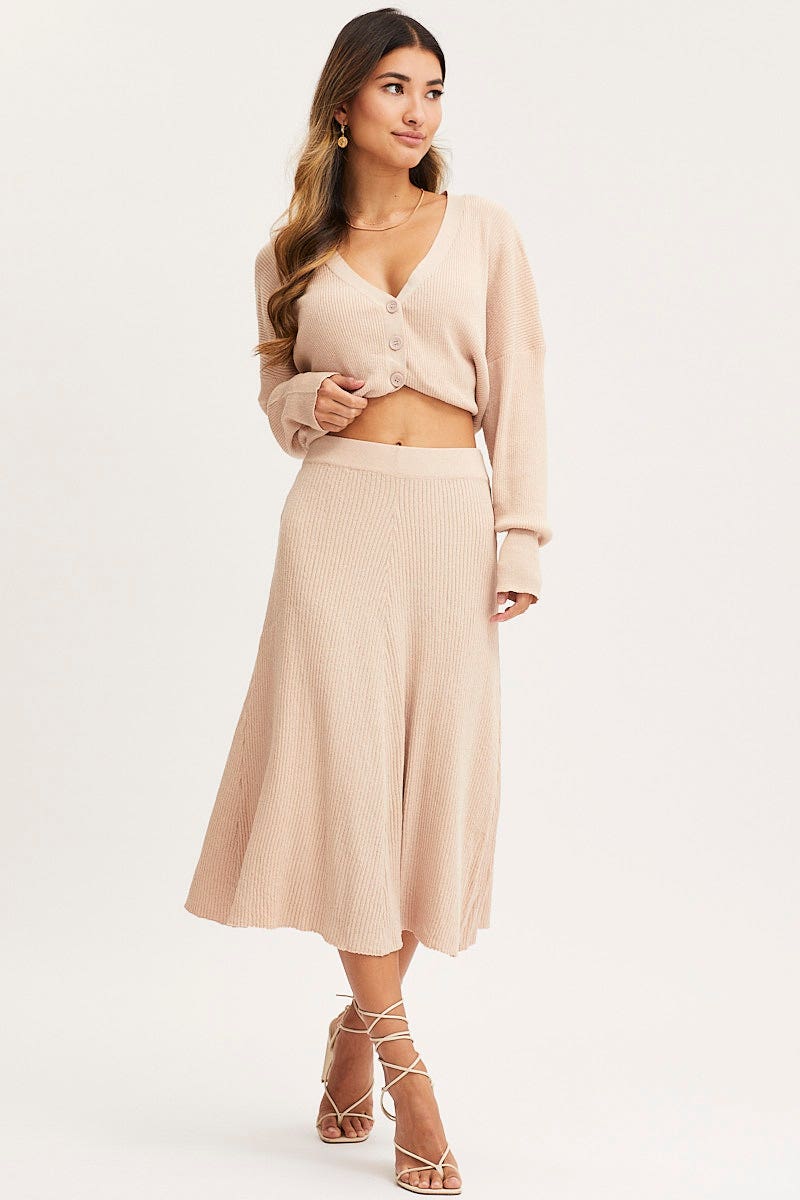 Black Oatmeal Ma Knit Skirt Midi High Rise