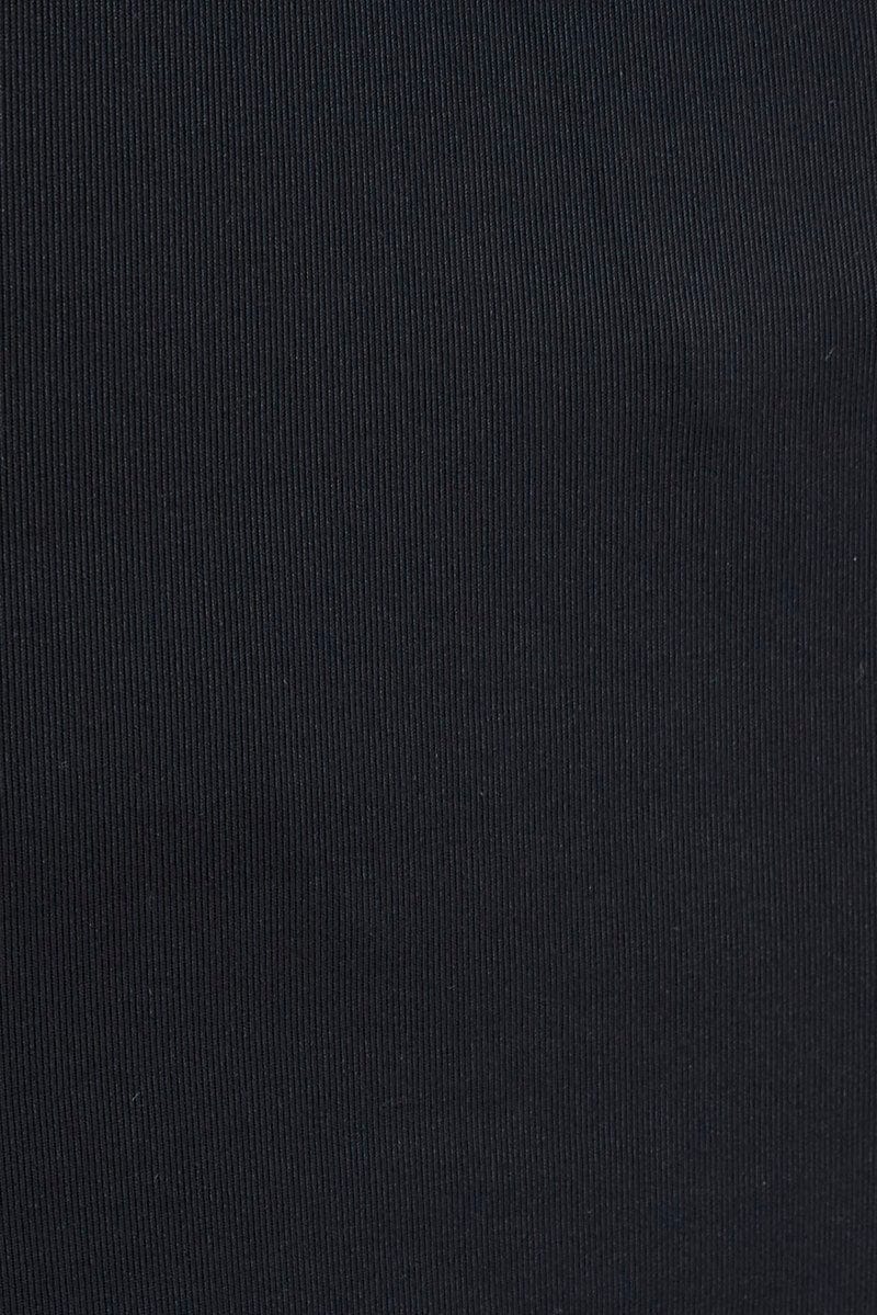 Black Top Long Sleeve Round Neck Elastic Back Jersey