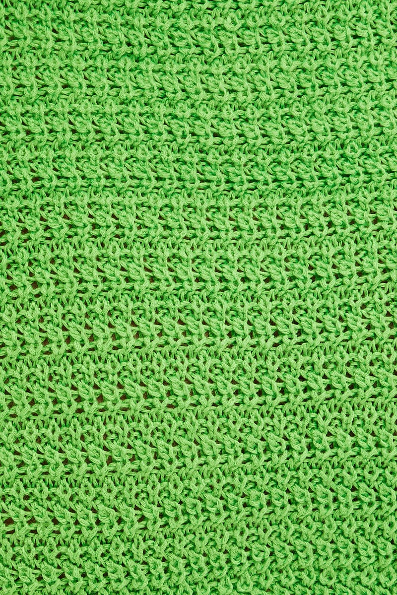 Green Crochet Long Sleeve Mini Cut Out Dress