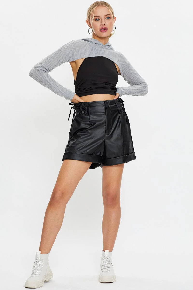 Grey Super Crop Hoodie Sweater