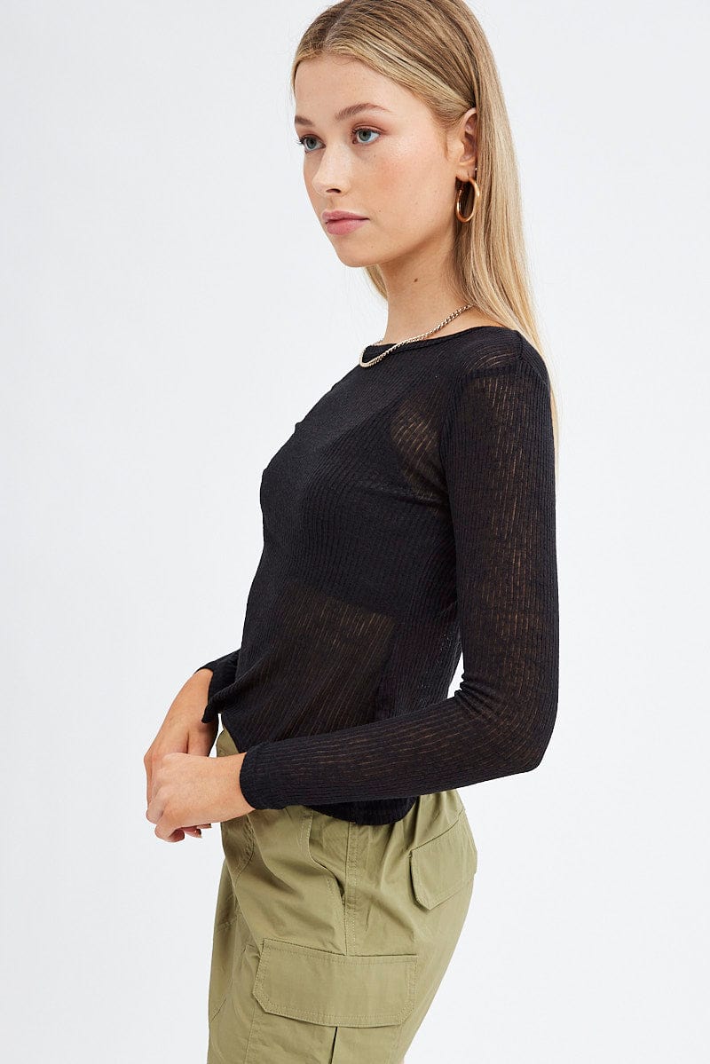 Black Top Round Neck Long Sleeve