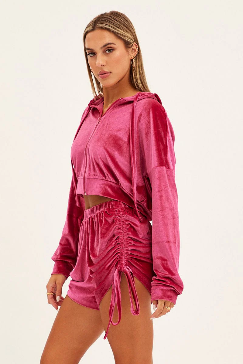 Pink Velvet Shorts
