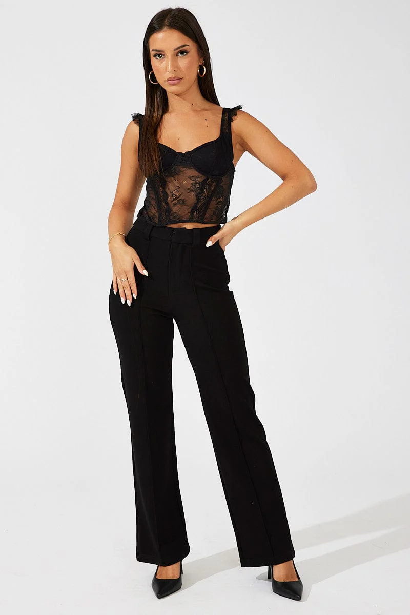 Black Slim Pants High Rise Workwear