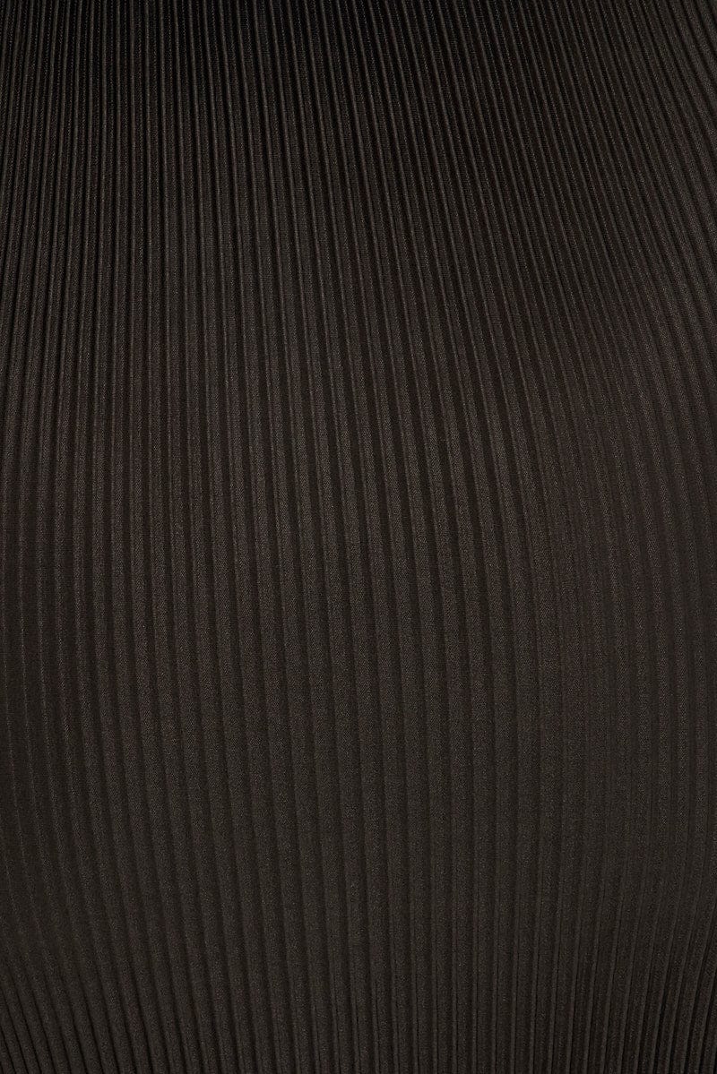 Black Plisse Skirt Maxi High Rise