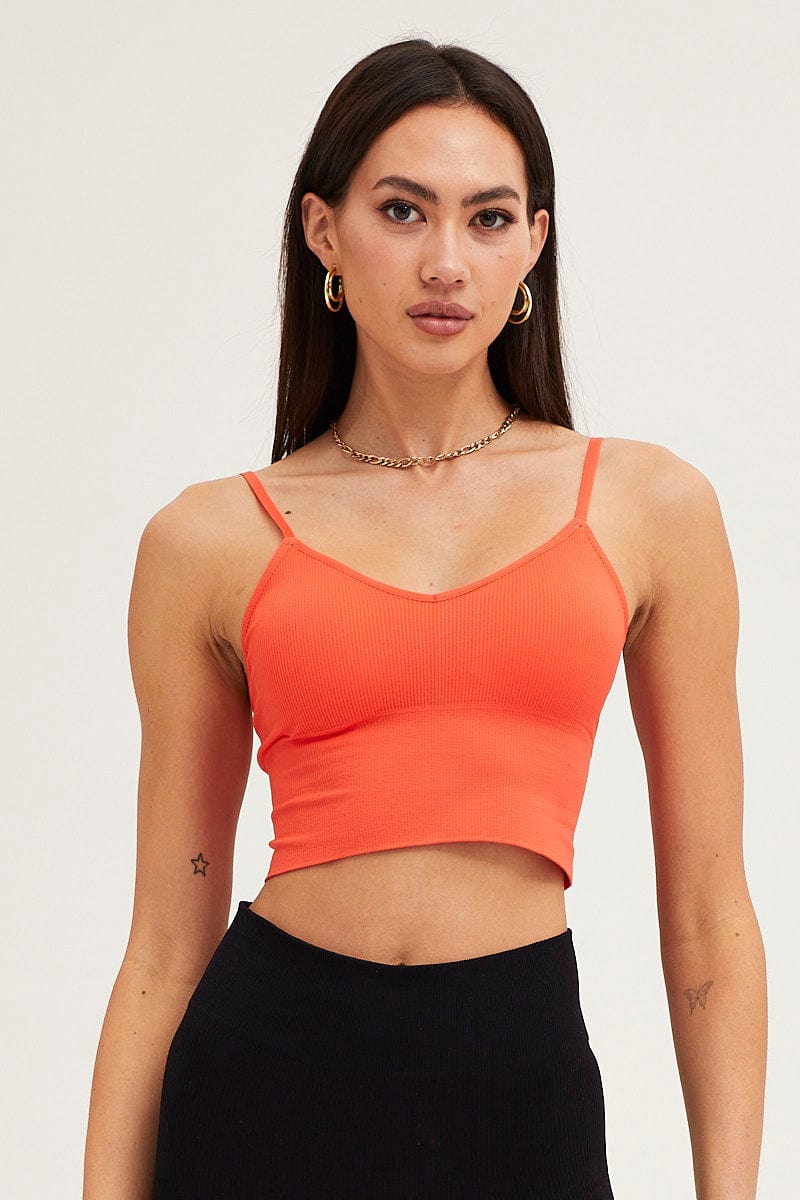 Orange Crop Singlet Top Seamless