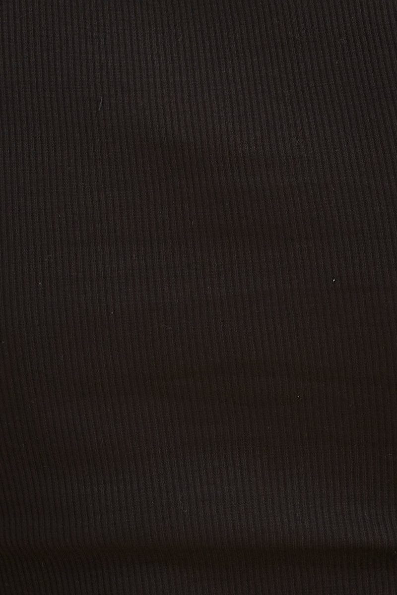 Black Racer Tank Cotton Blend Rib High Neck Racer Back