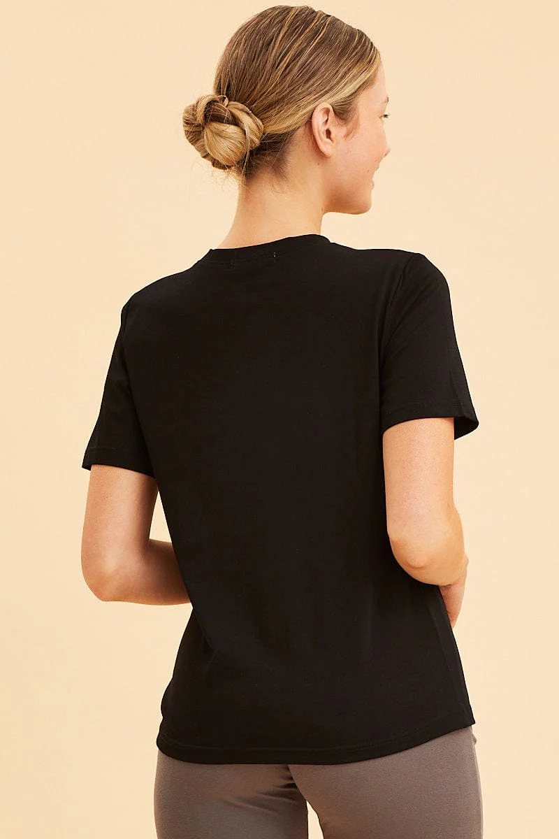 Black Relaxed T-Shirt Heavy Cotton Crew Neck
