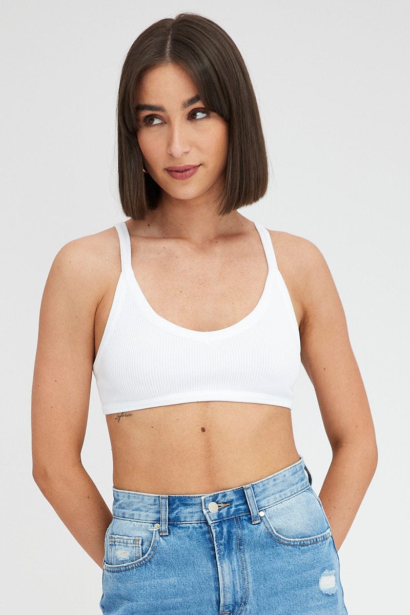 White Bralette V Neck Seamless