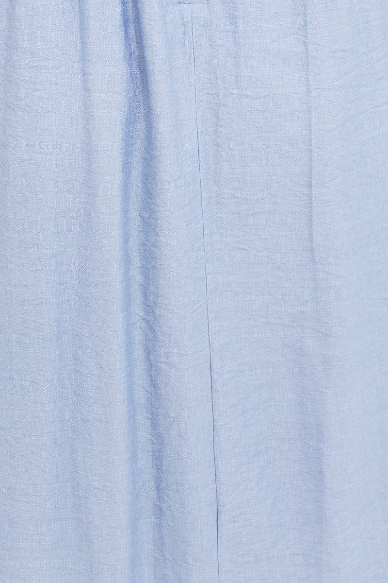 Blue Midi Dress Evening Square Neck