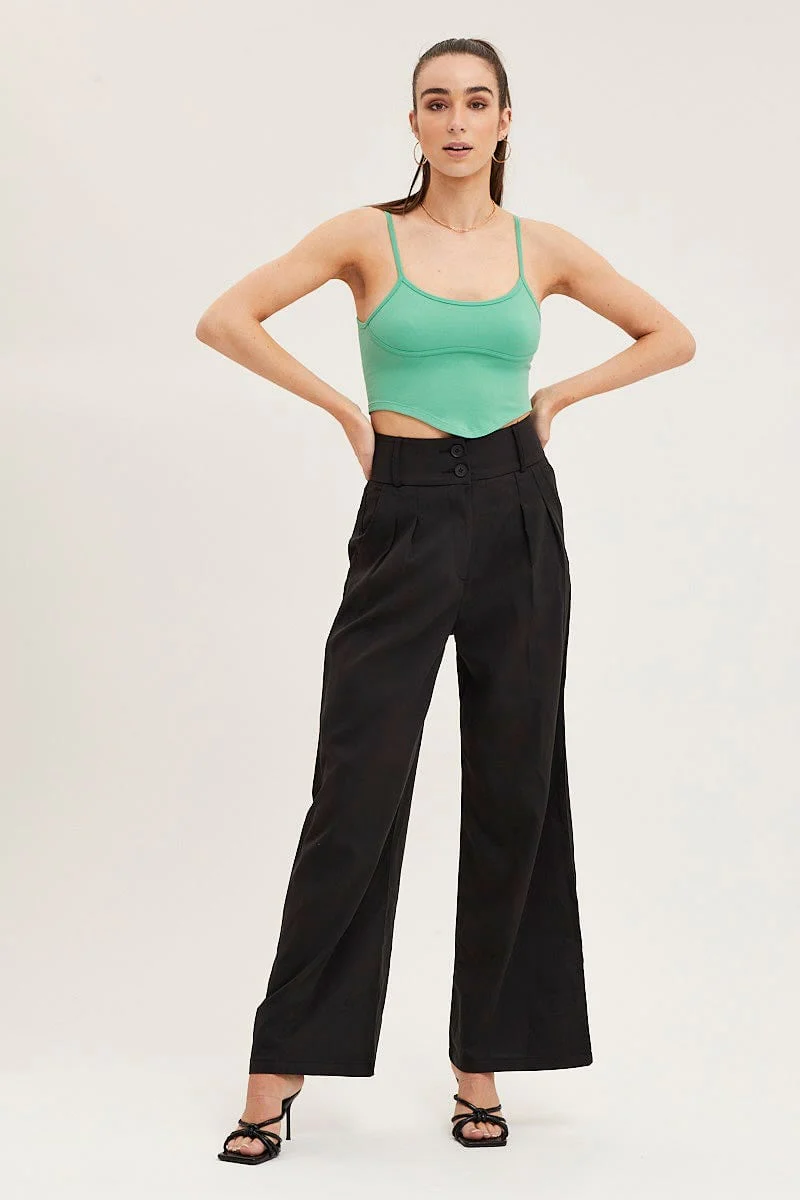 Green Seamless Corset Detail Singlet Top