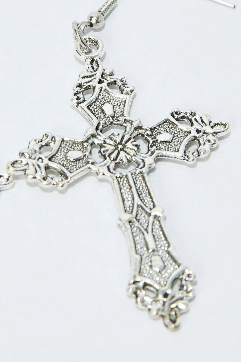 Silver Cross Earrings