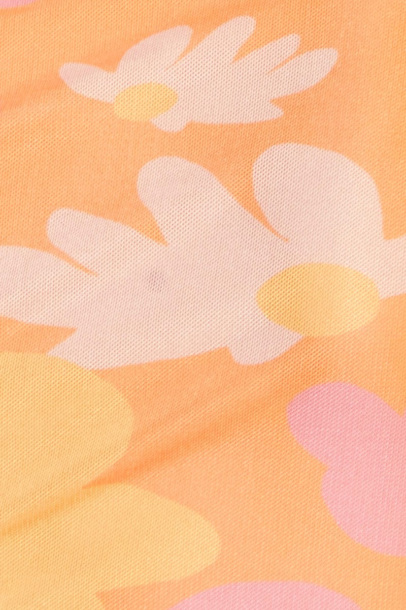 Pink Abstract Landscape Print Mesh Top