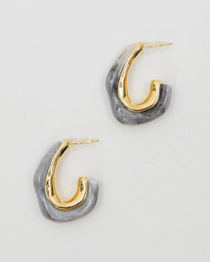 Grey Chunky Acrylic Hoop Earrings