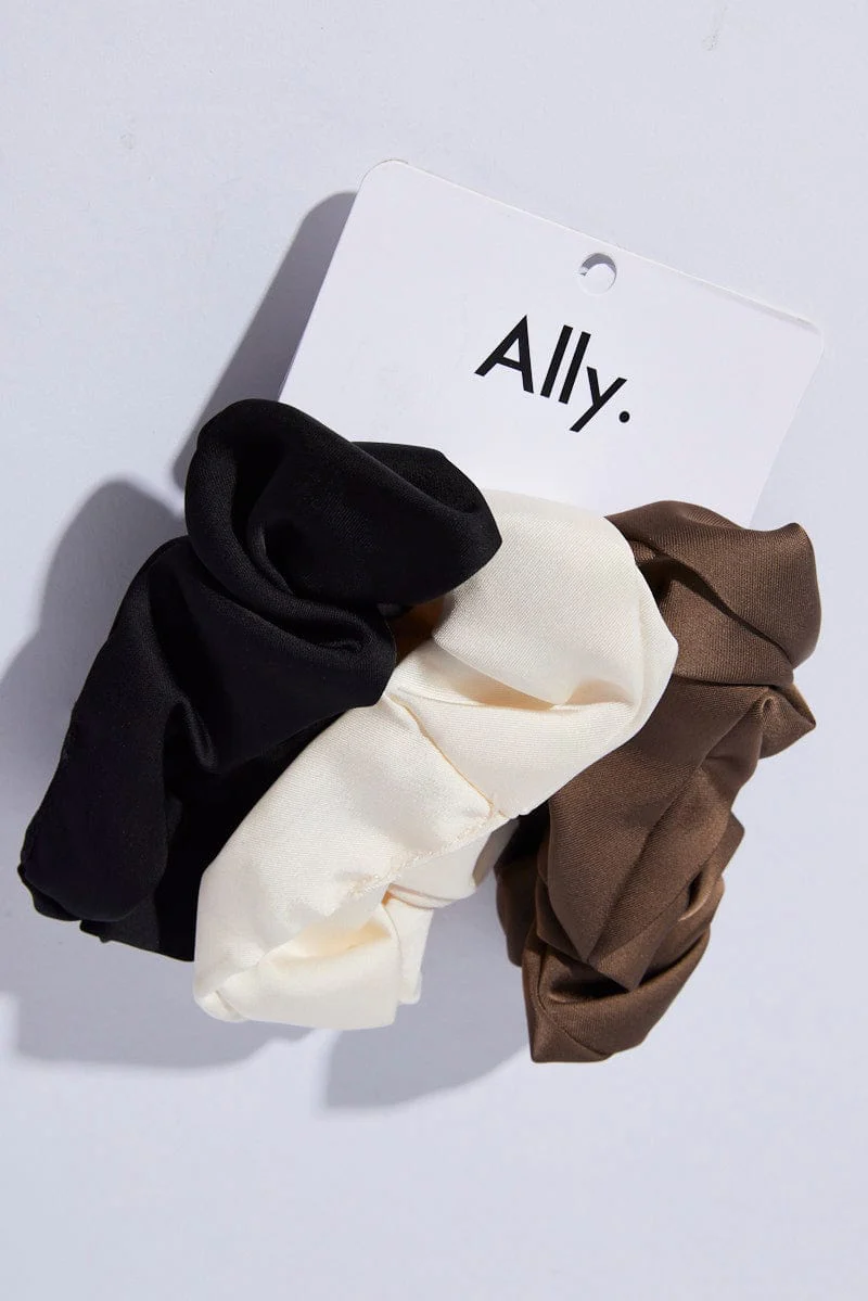 Multi 3 Pack Solid Colour Scrunchies