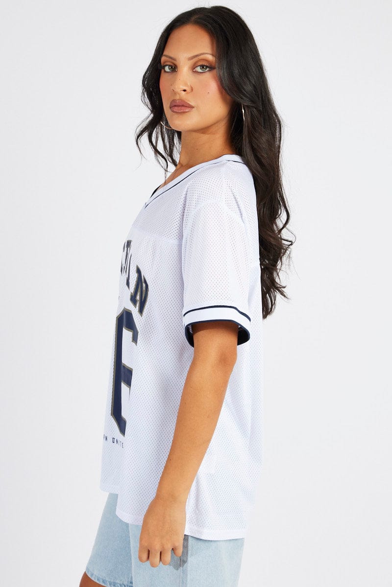 White Sports Tee Short Sleeve