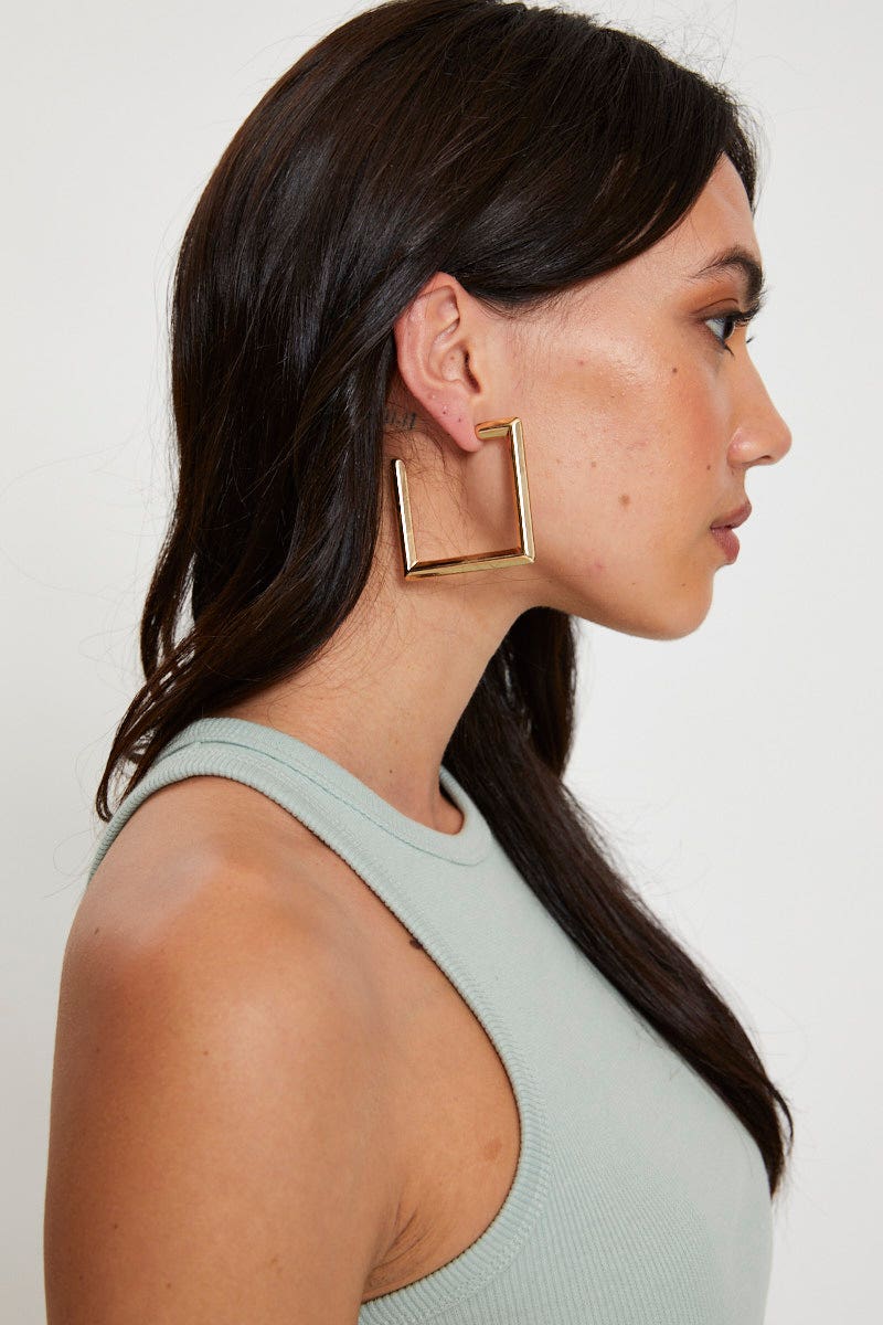 Gold 3 Piece Square Hoop Set