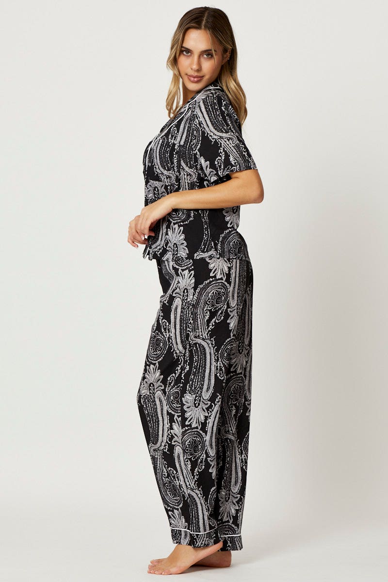 Print Bandana Button Through Pyjama Set