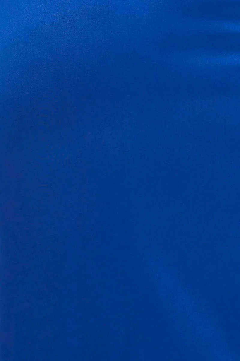 Blue Cowl Neck Party Midi Dress