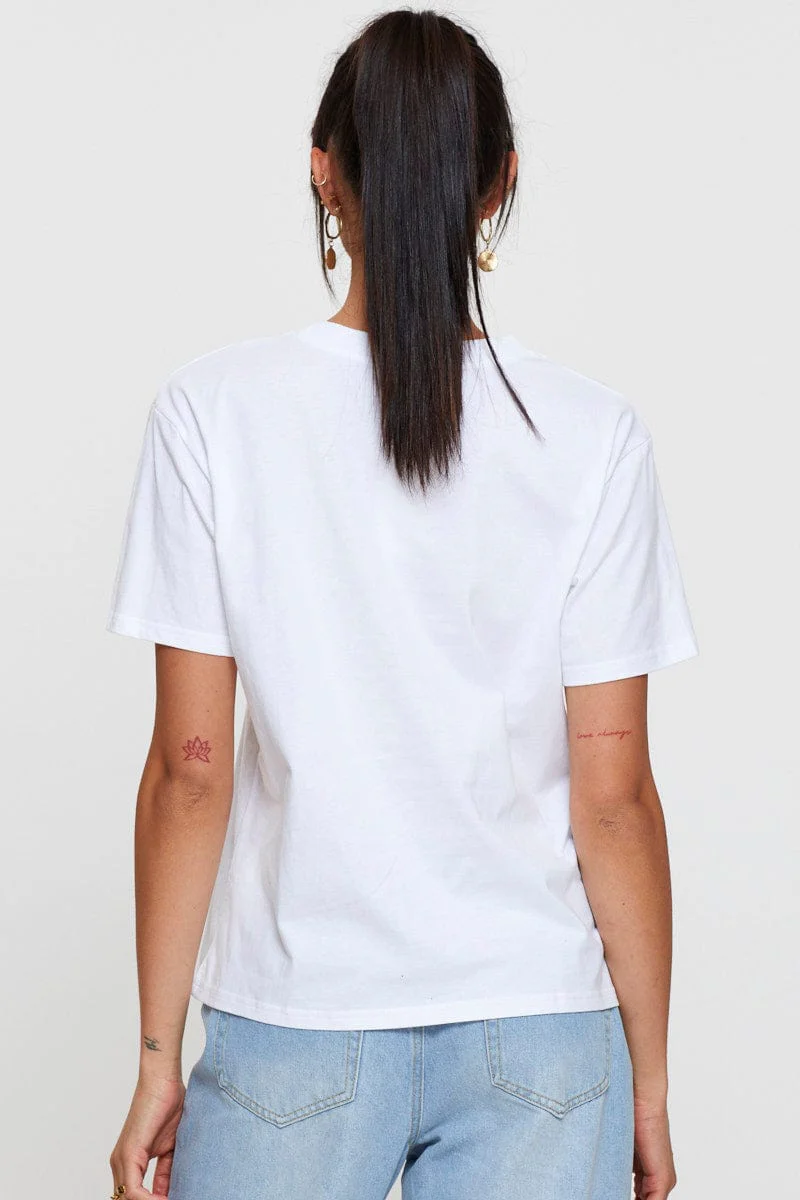White Graphic T Shirt Short Sleeve