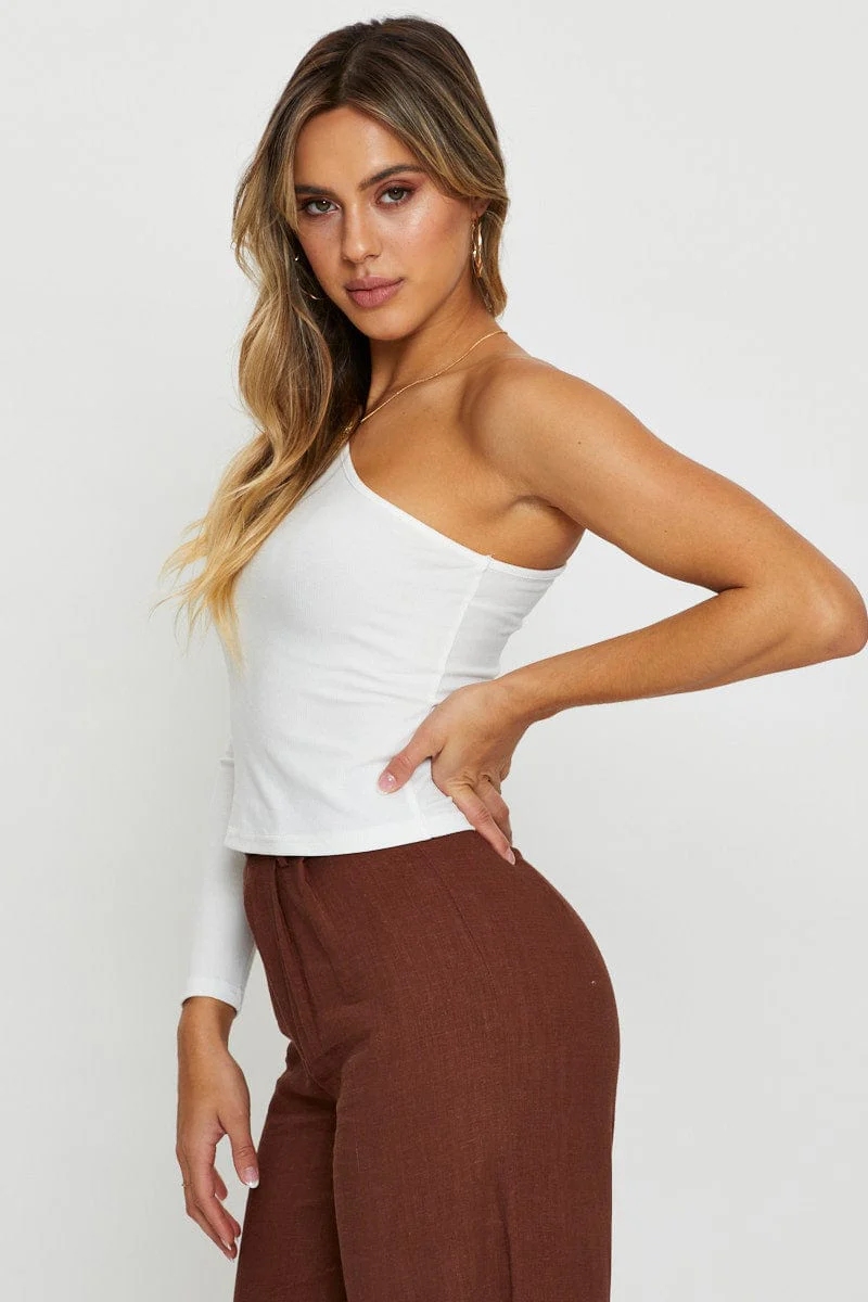 White Cut Out Top Long Sleeve