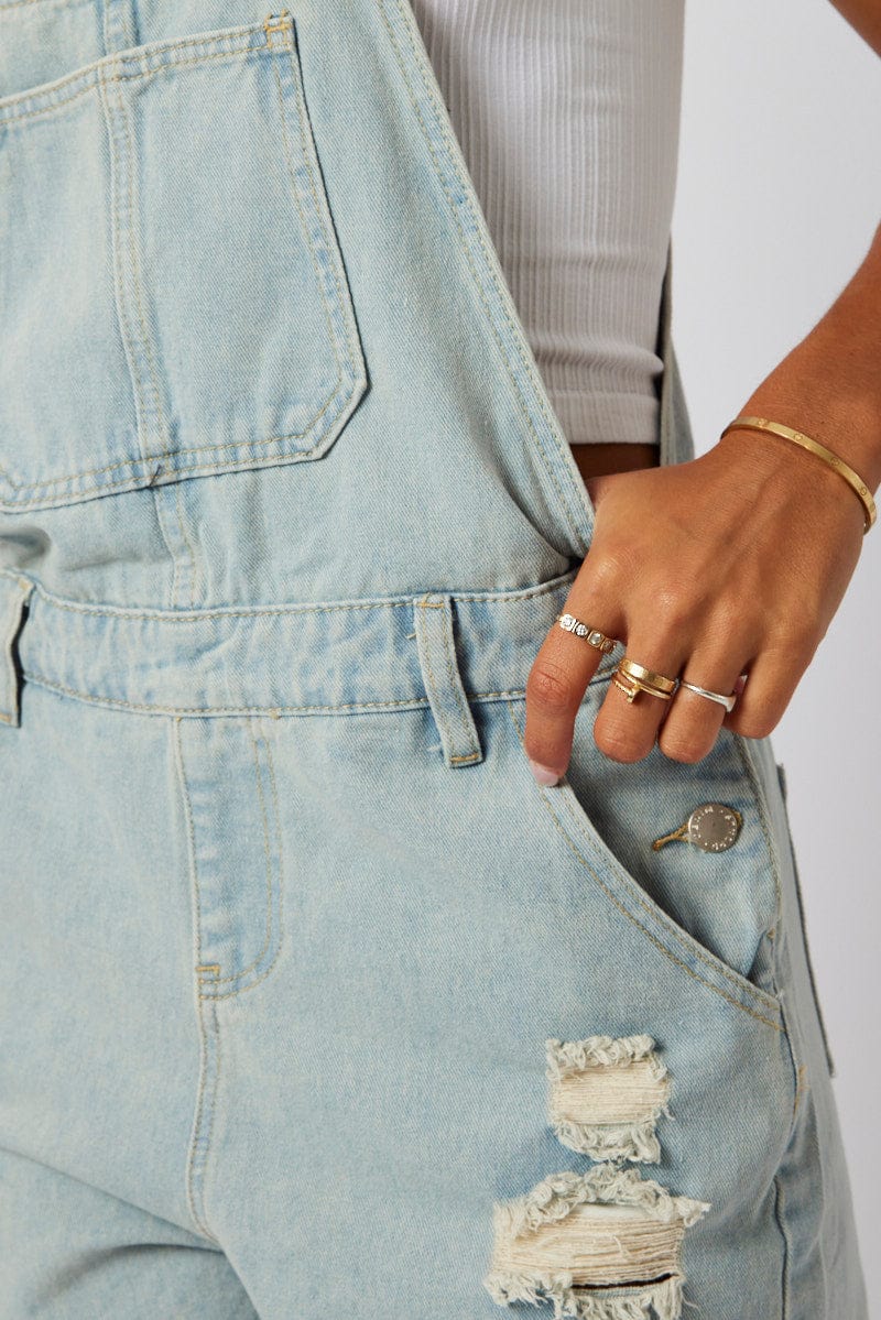 Denim Short Dungaree Ripped