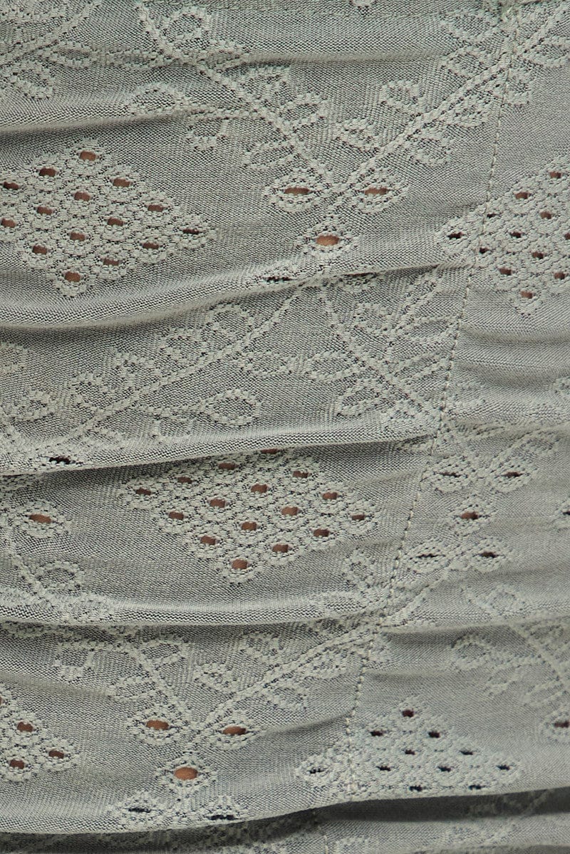 Green Lace Keyhole Rushed Cropped Cami