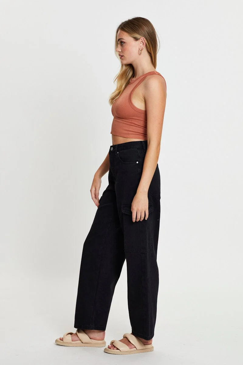 Black Carpenter Denim Jeans High Rise