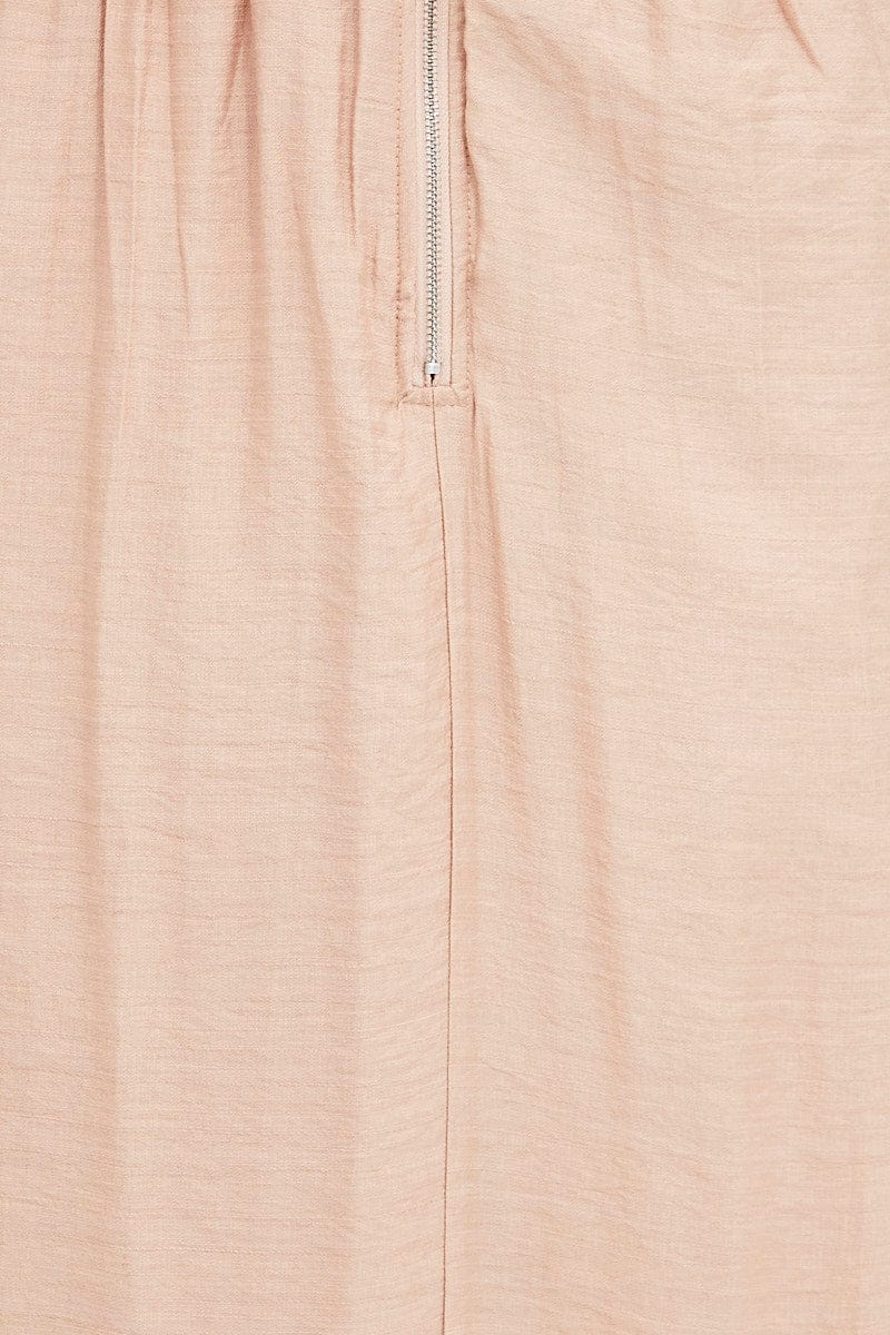 Beige Midi Dress Evening Square Neck