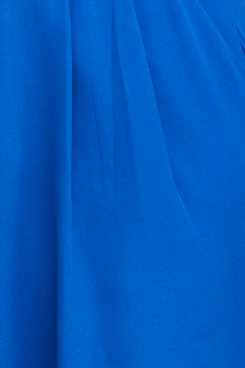 Blue Wide Leg Pants High Rise