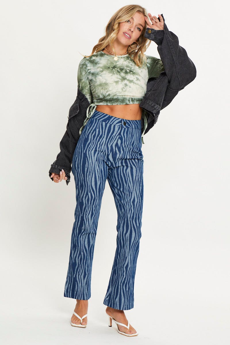 Green Tie Dye Drawstring Top