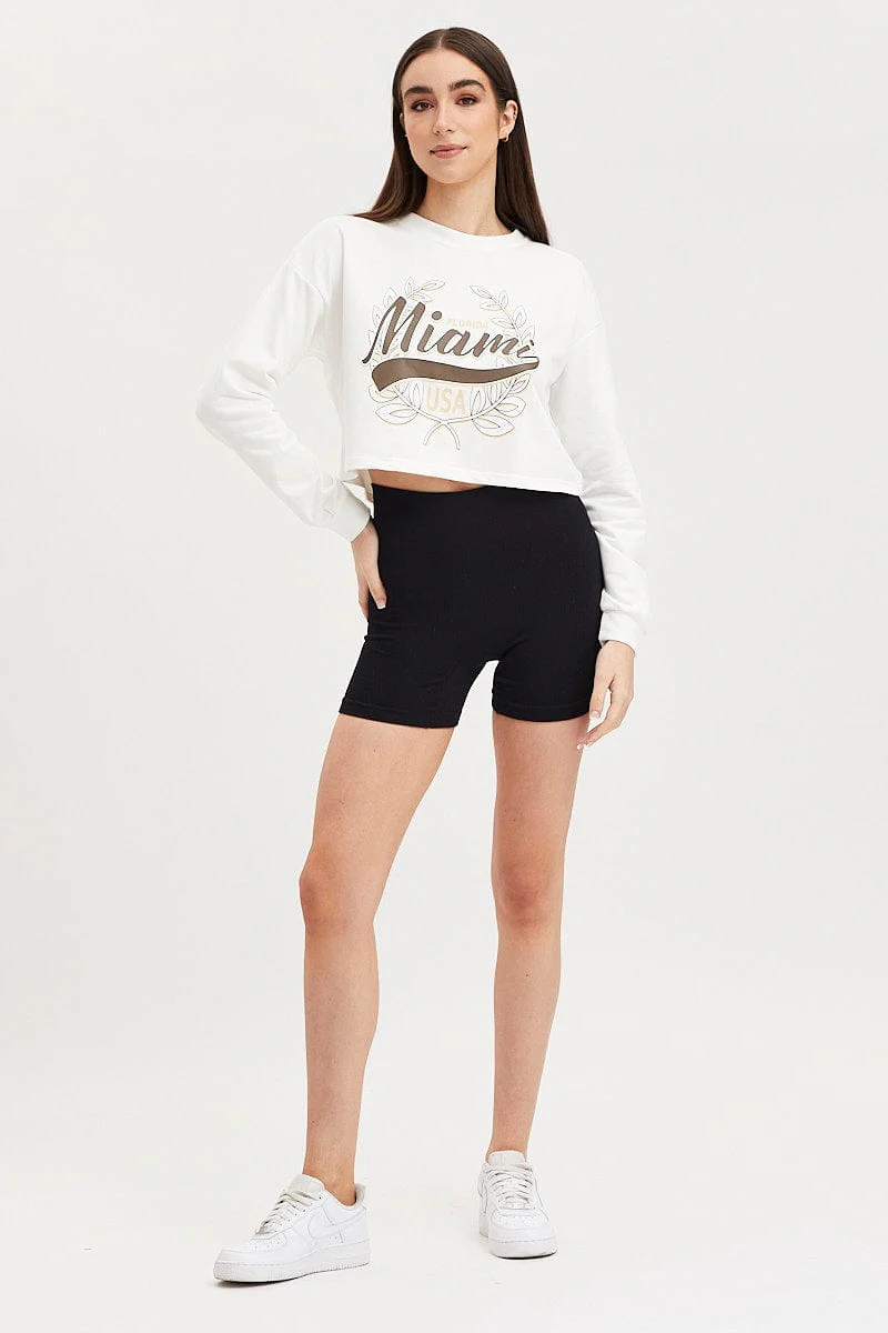 White Graphic Sweater Long Sleeve