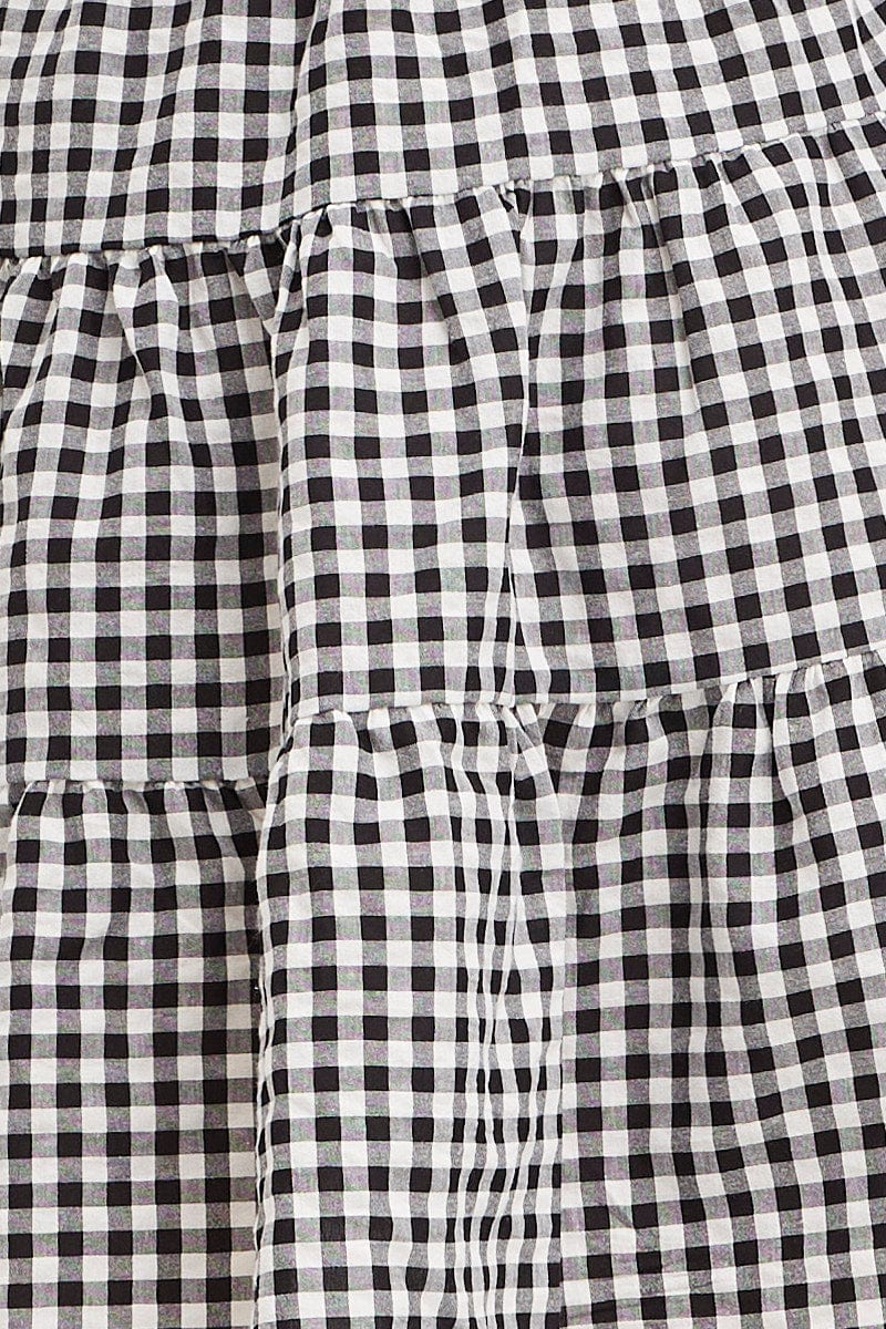 Check Skater Dress Long Sleeve Mini