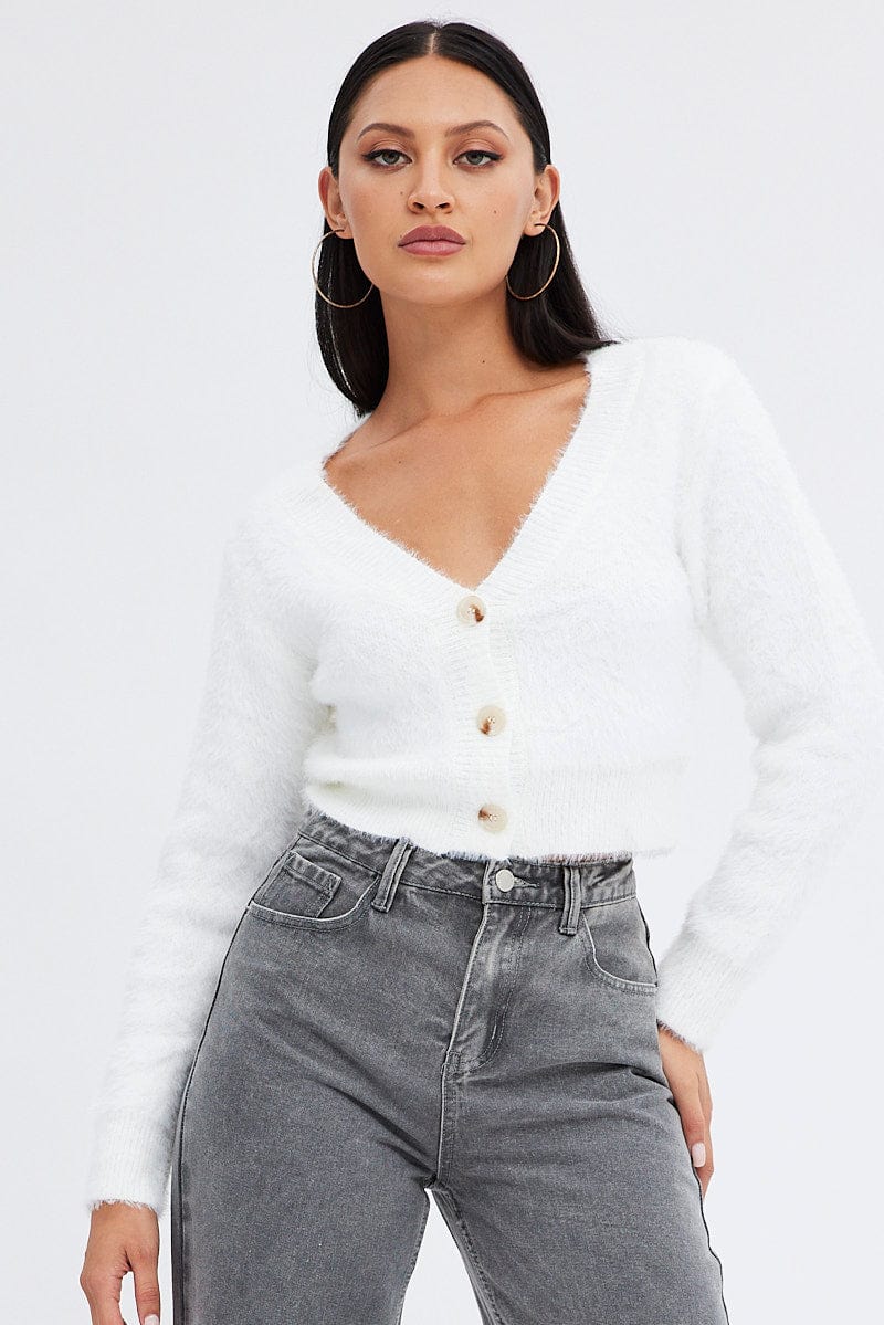 White Fluffy Cardigan